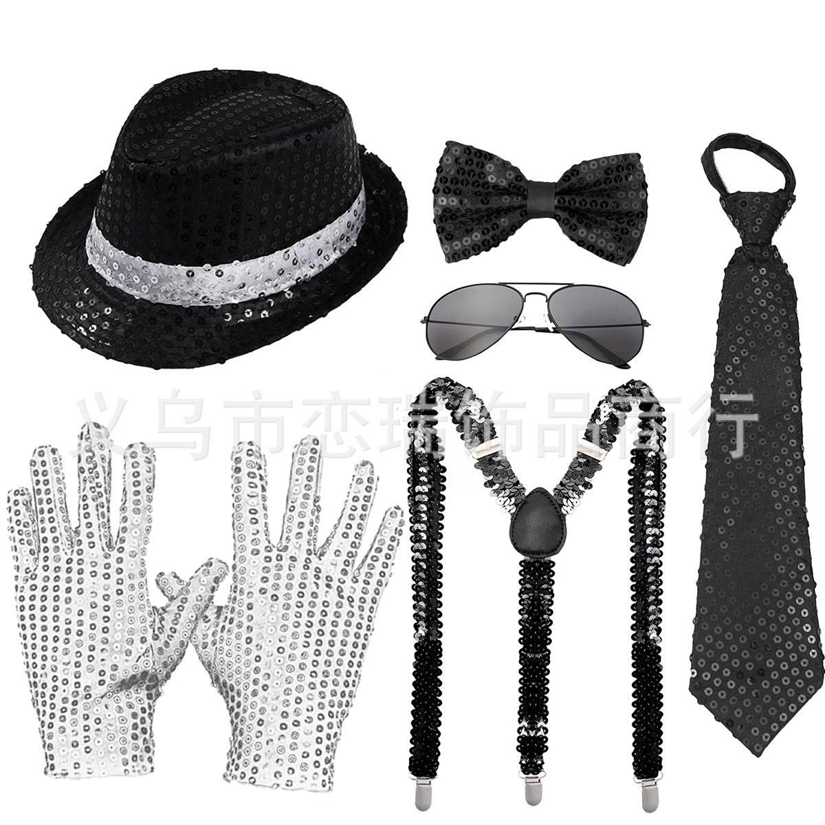 70s DISCO espectáculo accesorios esquinilla sombrero corbata guantes cinturón hombre conjunto Xiaoyin TEMU en stock