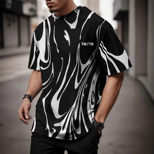Summer Men's Short Sleeve T-Shirt 3D Print Wholesale Trendy Crew Neck Short Sleeve Fitness Sports Base Layer Shirt Breathable
