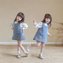 儿童连衣裙女童背心裙秋季小女孩公主裙宝宝洋气针织打底衫两件套
