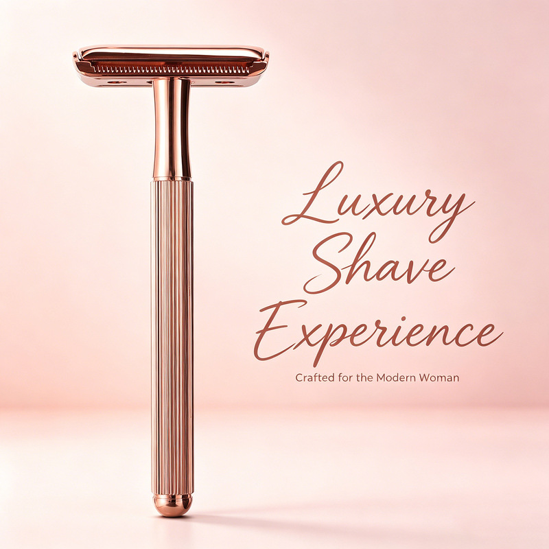 Women's safety razor with 10 stainless steel blades, long handle and weighted razor, single blade for sensitive skin