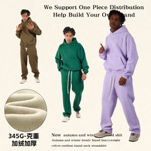2024秋冬卫衣男新品宽松加绒潮牌oversize连帽衫潮牌男卫衣裤套装