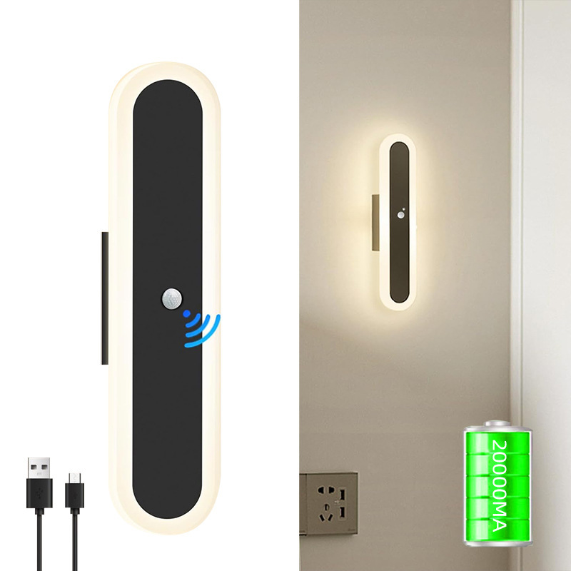 Amazon indoor wireless wall hanging wall lamp with motion sensor aisle strip night light decorative rechargeable wall lamp