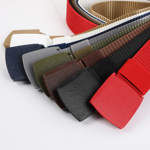 Smooth plastic buckle metal-free nylon belt for men students military training tactical outdoor canvas belt quick shipment