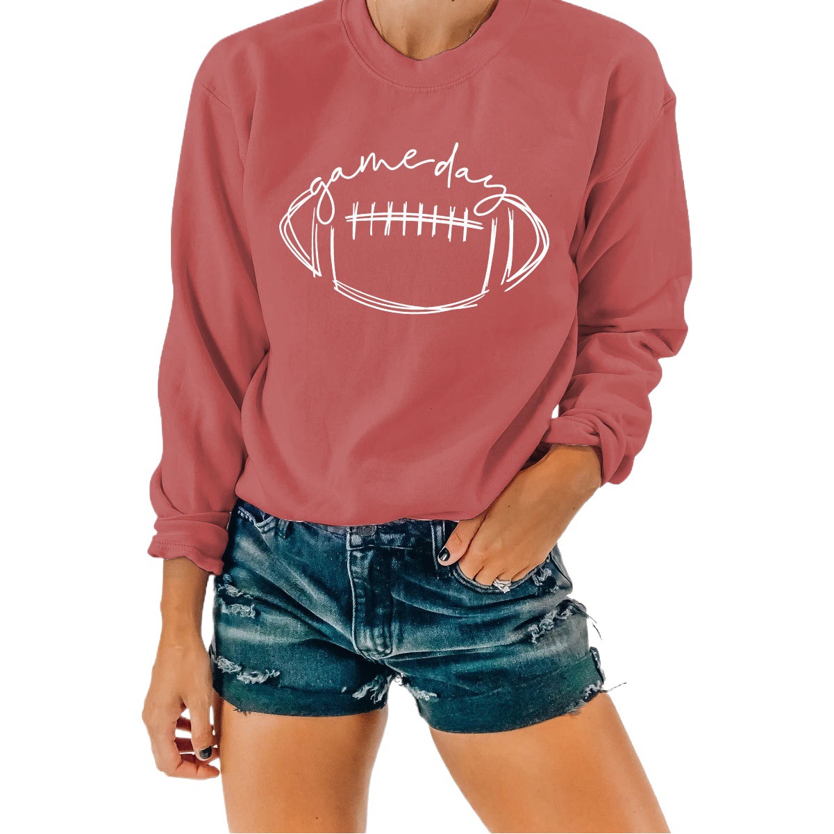 En stock de las mujeres del siglo Comercio exterior estación independiente Amazon Rugby impresión más tamaño manga larga sudadera image 1