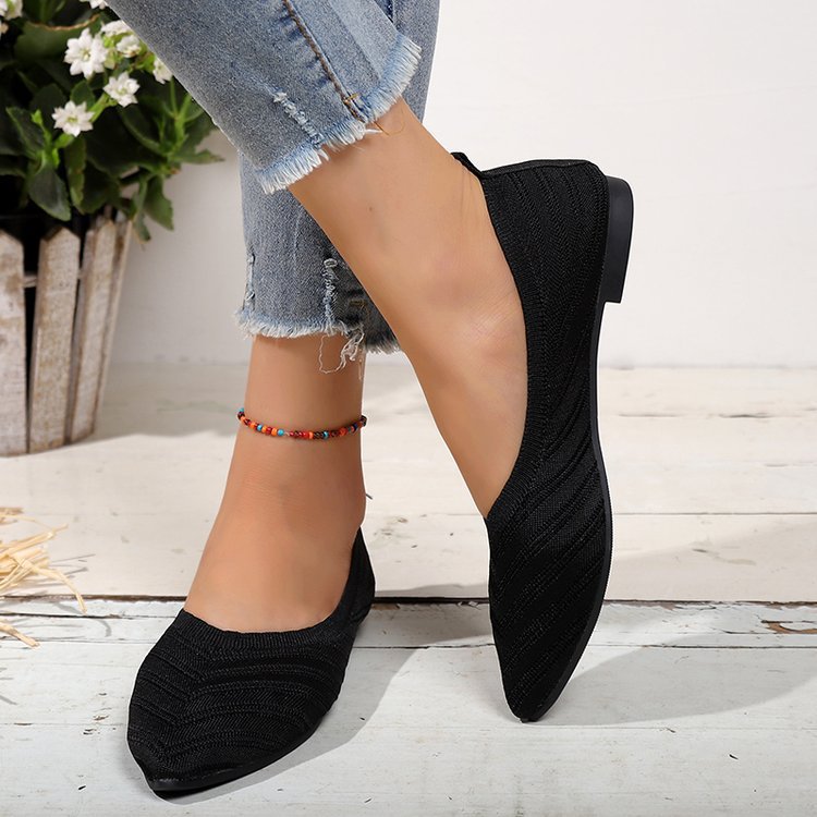 Zapatos de mujer transpirables zapatos casuales de mujer de punto zapatos de mujer grandes zapatos de moda de punta zapatos de una sola pie ligero zapatos de hombre