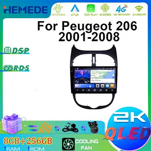 01-08 Peugeot 206 üçün Avtomobil DVD Naviqasiya Android Böyük Ekran Carplay Hamısı Bir Yerdə