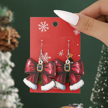跨境欧美风新品圣诞节蝴蝶结装饰耳坠耳饰个性简约时尚耳饰批发