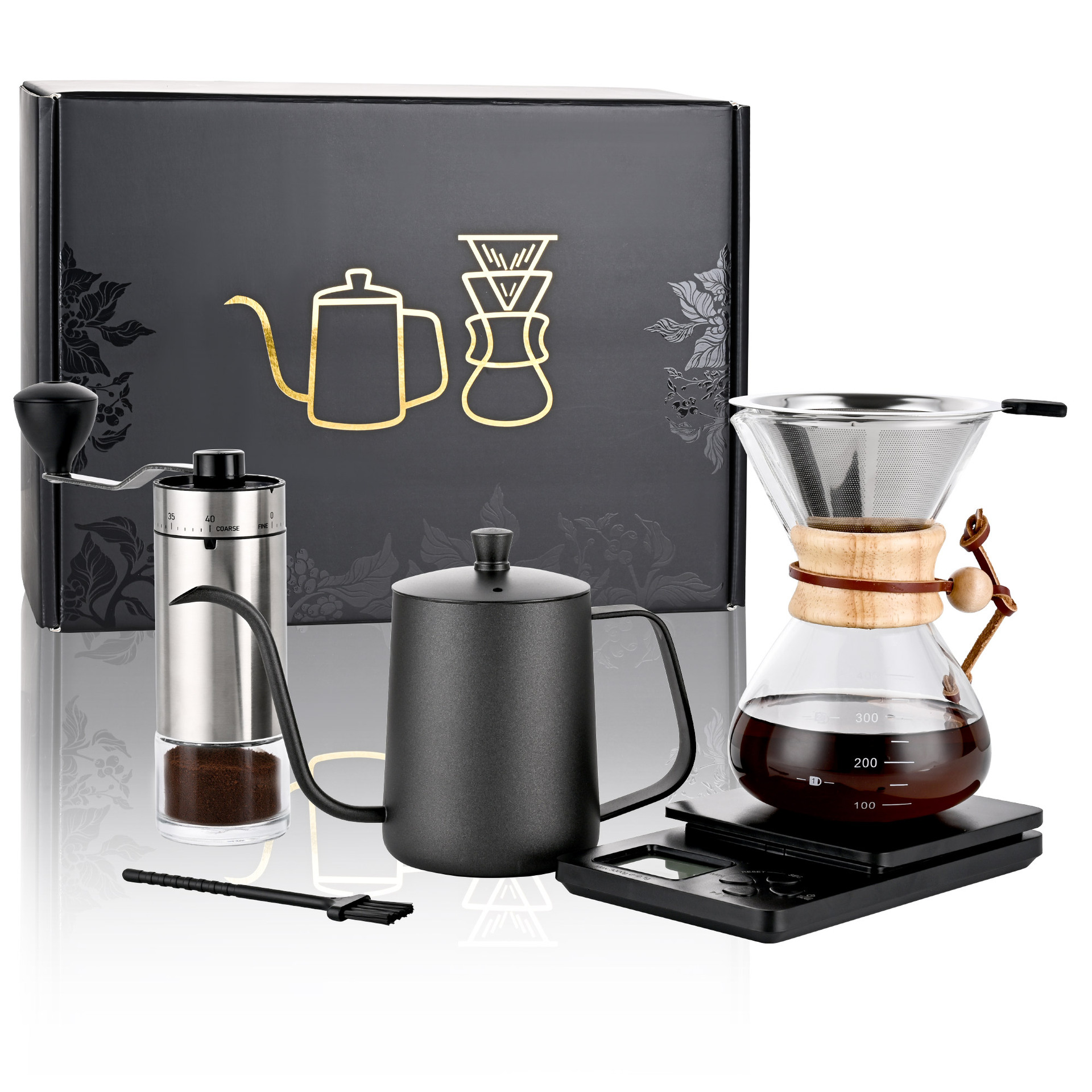 Juego de Café Eléctrico para Preparación Manual de Acero Inoxidable con Caja de Regalo image 1