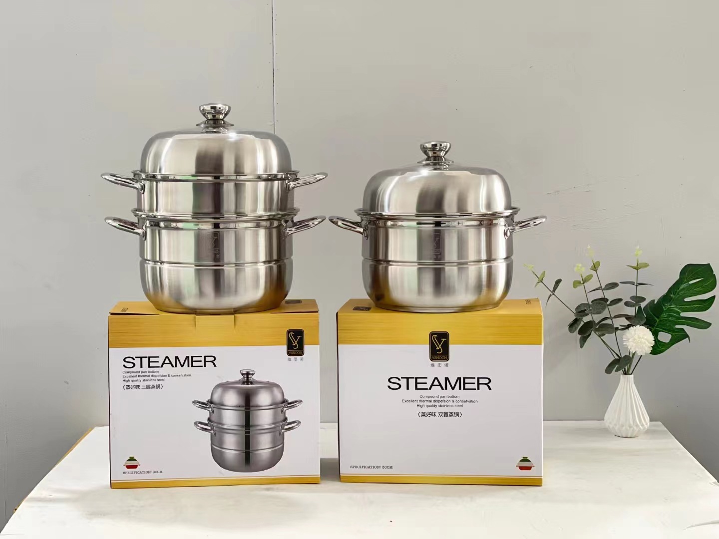 Wei Sinuo three layers double-deck Stainless steel steamer household capacity Electromagnetic furnace Gas currency