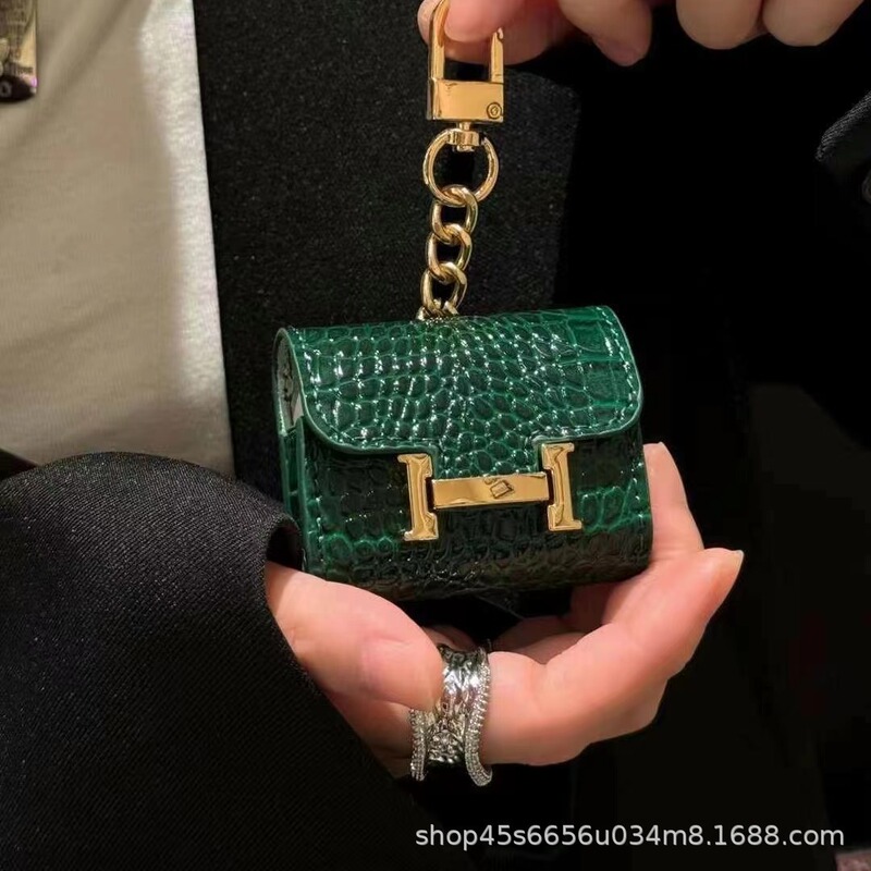 Crocodile Pattern Kangkang Bag Hanging Bluetooth Headset Protective Cover Suitable for airpodspro2 Headset Bag 4 Pendant Key