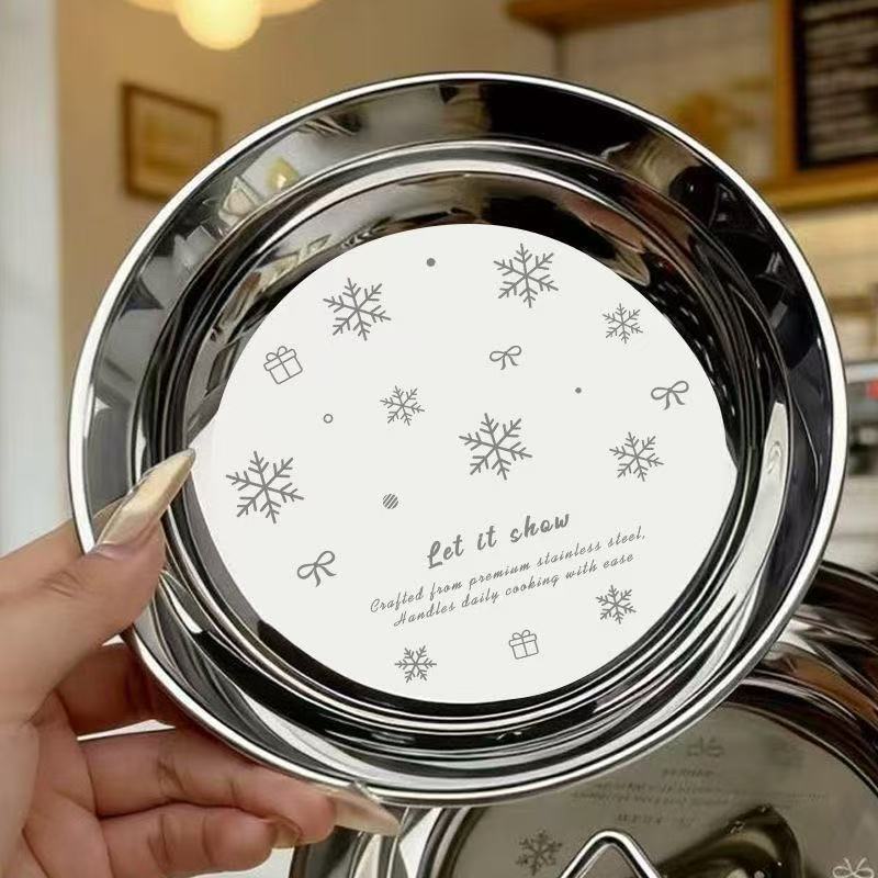 Stainless Steel Plate for Breakfast, Outdoor Fruit, Dessert, Snacks, Food Preparation, Snowflake Plate, Plate in Ins Style for Home Use