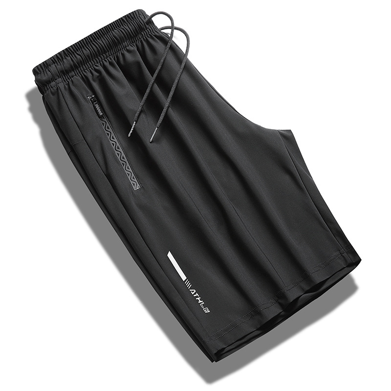 Pantalones cortos secos rápidos de seda de hielo para hombres de verano delgados pantalones deportivos casuales de cinco puntos grandes pantalones cortos sueltos de fitness al por mayor