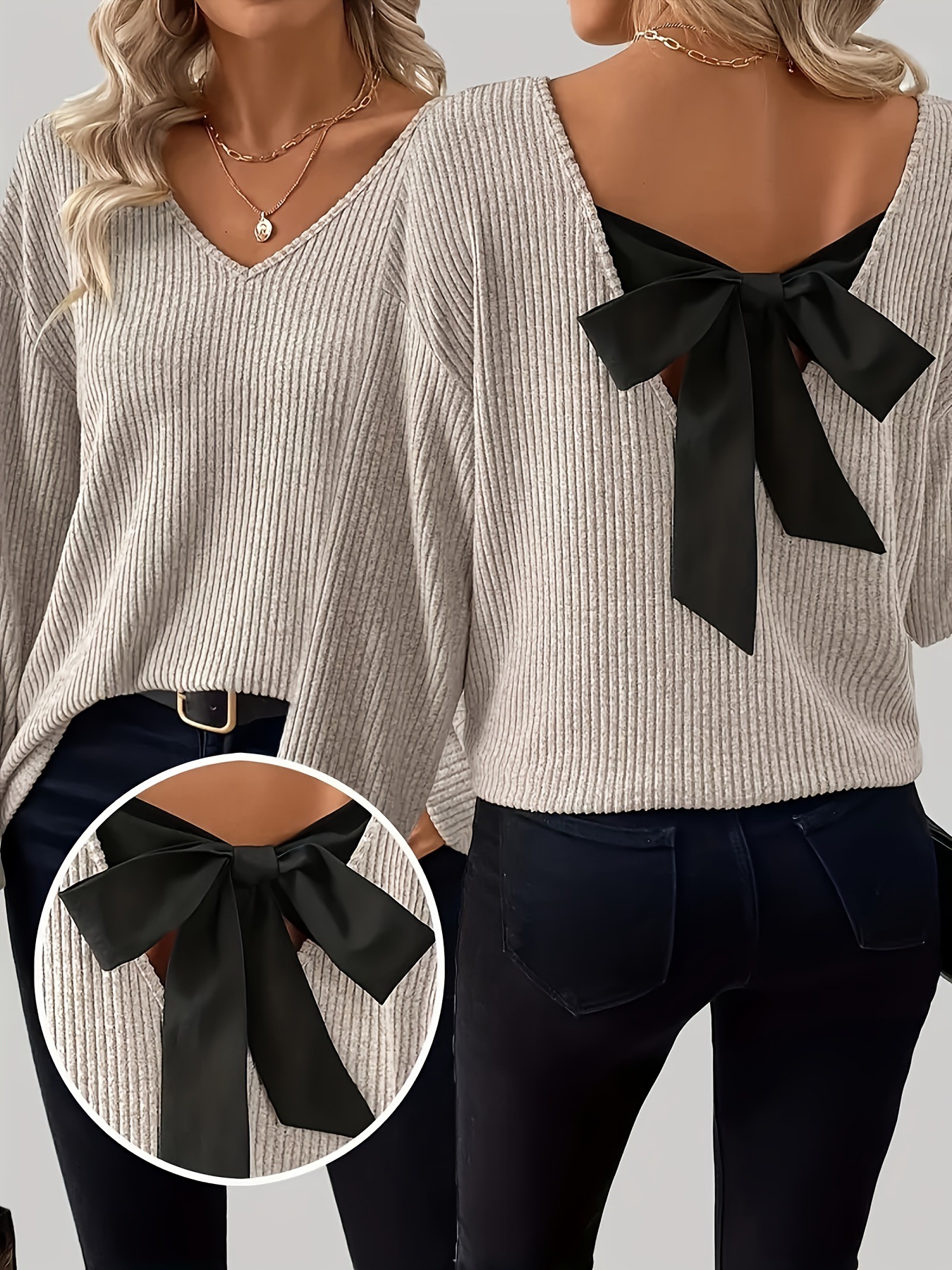 TAYLOR™ Women's Casual Loose Fit T-Shirt Back Bow Design