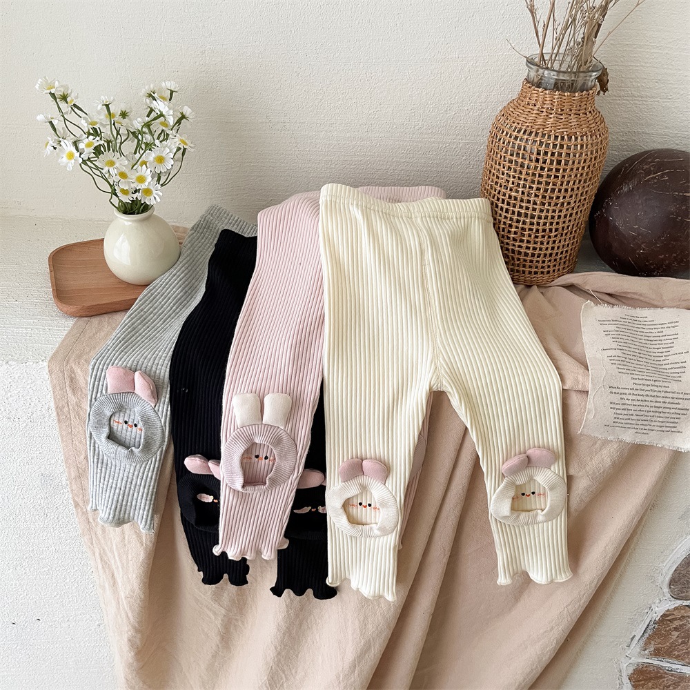 2024 primavera y otoño nuevo estilo ins versión coreana de un tipo de bebé bebé dulce y lindo 0-3 años de edad leggings elásticos exteriores 1