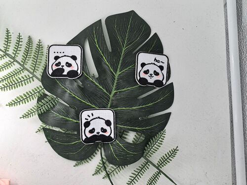 Cartoon Self-Adhesive Panda Emoji DIY Embroidery Fabric Sticker for Children Fashion Versatile Clothing Decor Sticker School Bag Patch