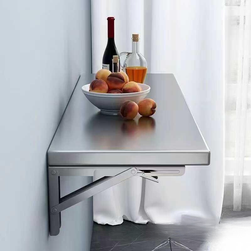 Manufacturer's Table Wall-Mounted Thickened Stainless Steel One-Layer Manufacturer's Shelf Punched Foldable Desktop Storage Rack Kitchen