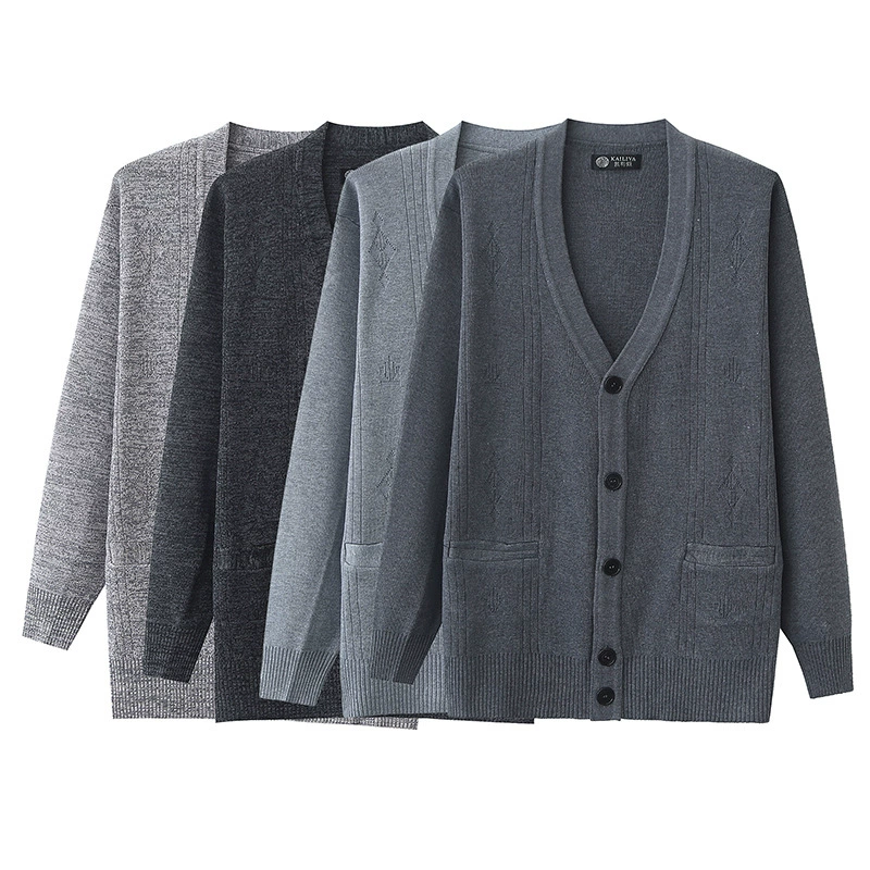 Весна и осень Новый сплошной цвет полосатый кардиган V-образным вырезом пальто с карманом вязаный свитер пальто