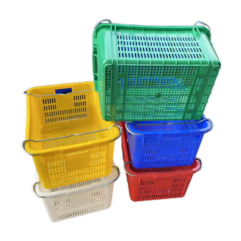 厂家现货河北石头家庄蔬菜周转筐 食品配送框 带铁耳的塑料框