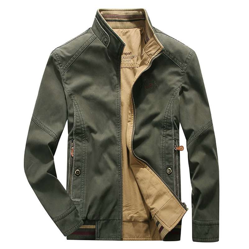 Chaqueta de doble cara de los hombres de primavera y otoño collar de pie suelta más el tamaño de mediana edad y anciano papá casual de doble cara chaqueta de ropa de trabajo