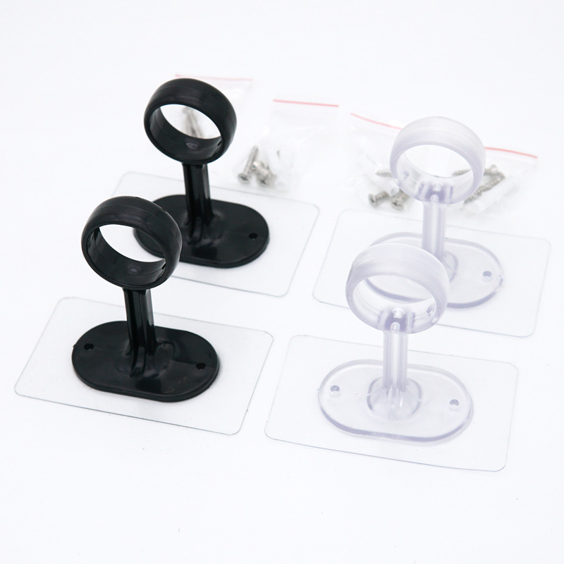 No-Drill Curtain Rod Bracket Holder with Two-End Fixers, Universal Top-Mounted Fixed Bracket Holder Seat Hook Ring Accessories