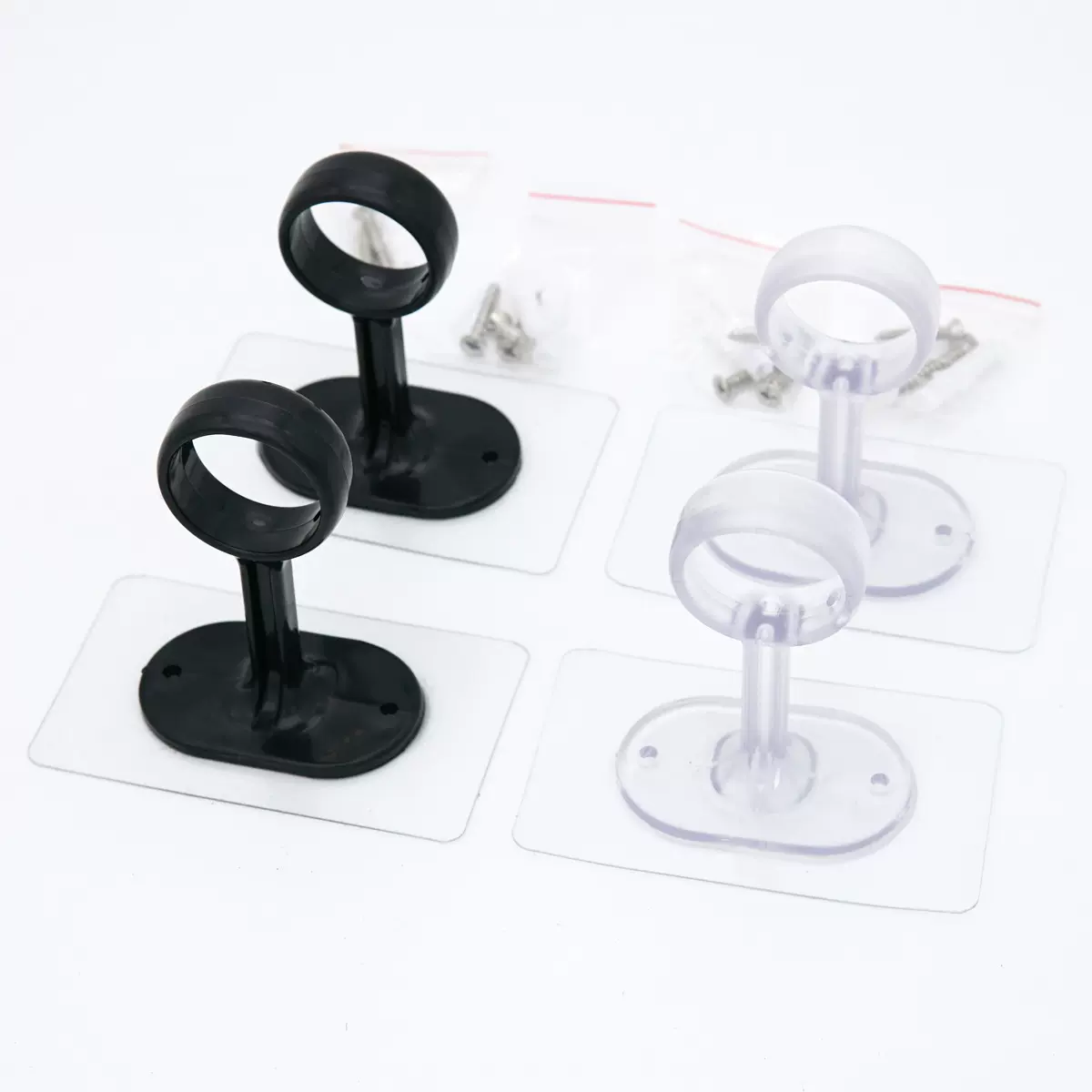 免打孔窗帘杆支架托两头固定器通用顶装固定托架支架座挂钩环配件