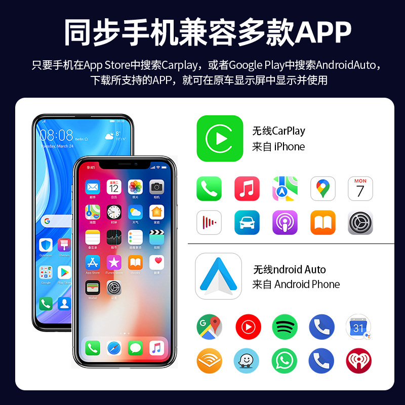 Wireless Carplay Cross-Border New Model 2-in-1 Screen Mirroring Plug-And-Play Bluetooth 5.0 Android Auto Car Box