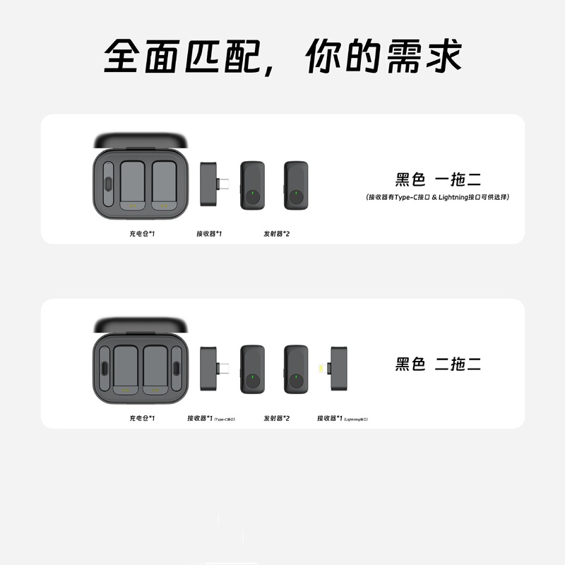 2025新款私模L6马卡龙色无线领夹麦克风二拖二带充电仓可丝印LOGO|undefined