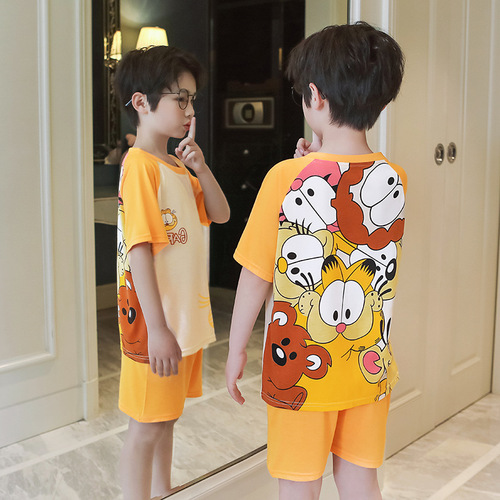 Children's pajamas for boys and girls in summer new short-sleeved medium and large children's cute little girls and boys cartoon home clothes sets