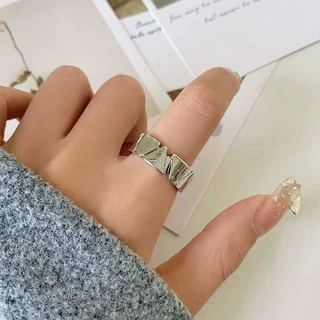 光面镶锆石开口戒指女生时尚简约设计感食指戒小众精致百搭指环