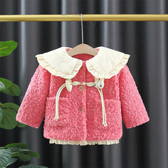 直播供貨女寶寶加絨加厚棉衣0小女孩冬季可0愛羊羔毛外套外貿批發