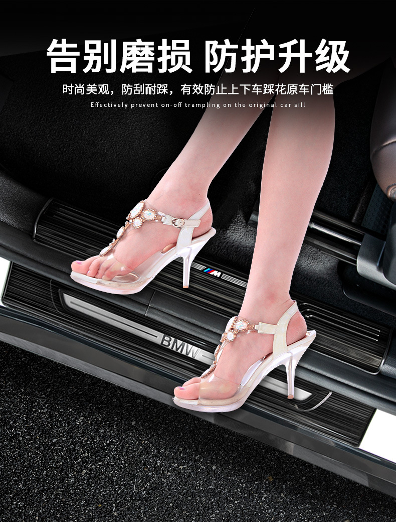Suitable for 16-25 Models of Bmw New X1 Door Sill Strips, Welcome Pedal Protection, Door Sill Anti-Kick Interior Modification Rear Guard Plate
