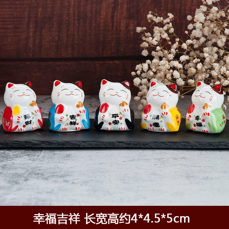 Fábrica directa de cerámica decoración del coche japonés Damo huevo decoración interior del coche pequeño tamaño mini lindo gato de la suerte