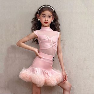 Latin Dance Clothing for Girls 2025 Summer New High-End Kidsren's Practice Clothing Class Clothing Kidsren's Performance Clothing Suit