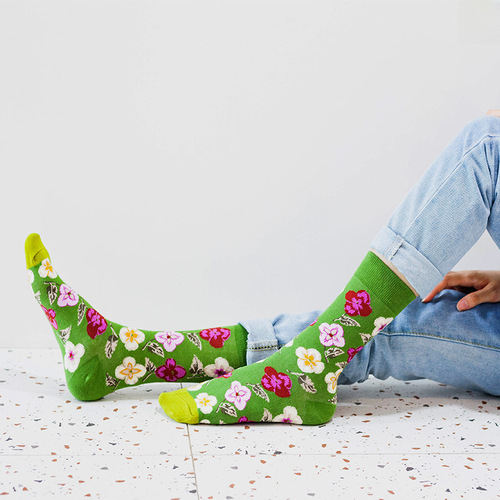 Ins Original Ginkgo Plant Series Crew Socks Spring and Summer Unisex Sports Socks European and American Flower Crew Socks Women Trendy Socks