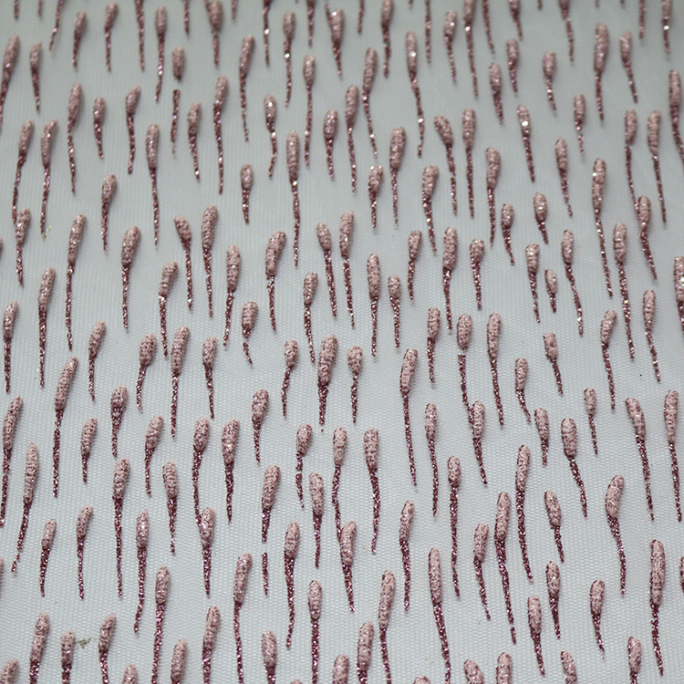 Inventario de tela de malla de moda lluvia oro rociado tela espumosa primavera-verano vestido de moda tela de niña