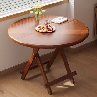 Folding Small Round Table Dining Table for Home Small Apartment Foldable Dining Table Balcony Small Tea Table Outdoor Low Table