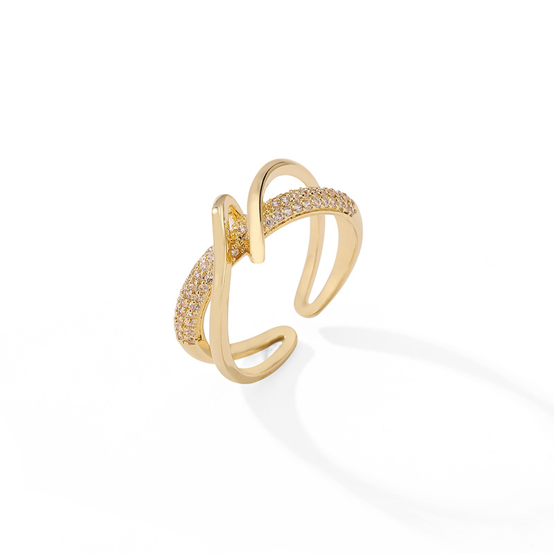 Anillo chapado en oro de 18 quilates, estilo minimalista de lujo ligero, diseño geométrico moderno, abierto, joyería de moda para el dedo índice para mujer.