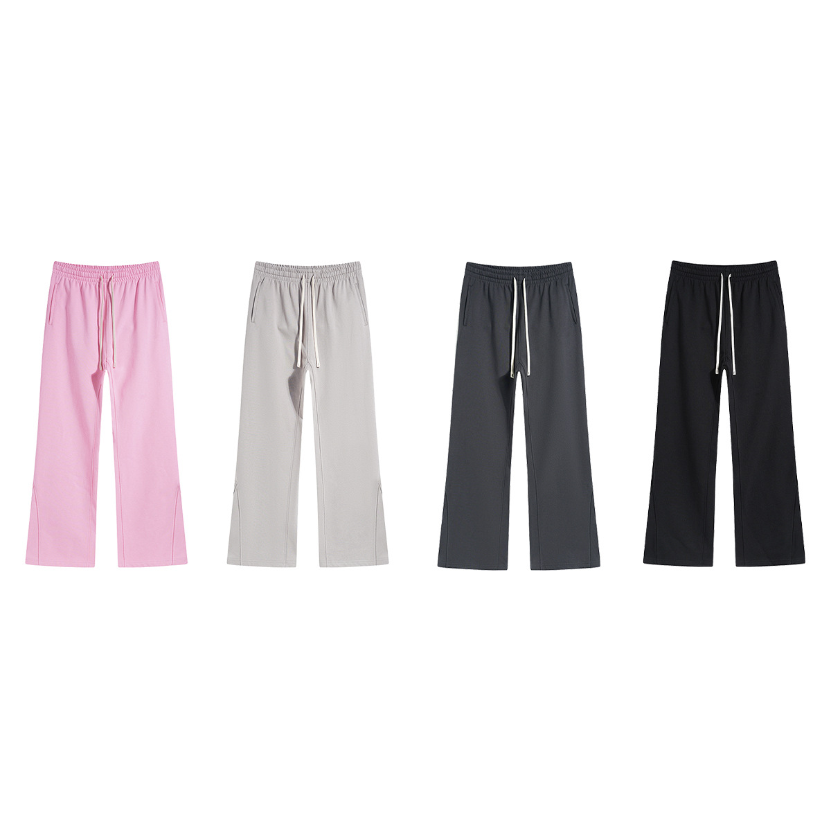 Pantalones de caída nuevos productos empalmados micro cuerno pantalones casuales sueltos marca de moda americana cuerdas de dibujo anillo delgado pantalones de caída de hombre image 6