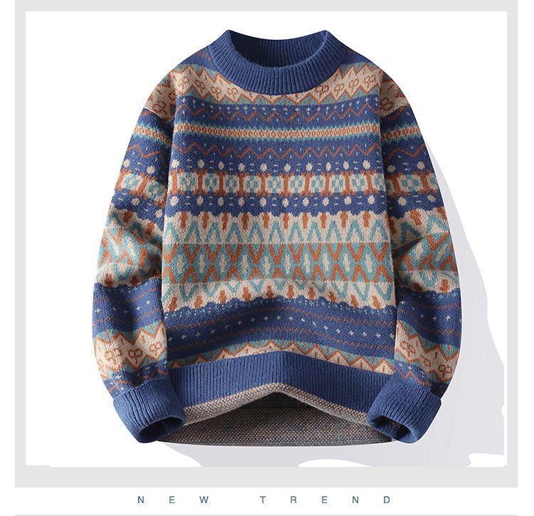 Pull homme col rond tricoté chaud style décontracté pour homme_voghion.com
