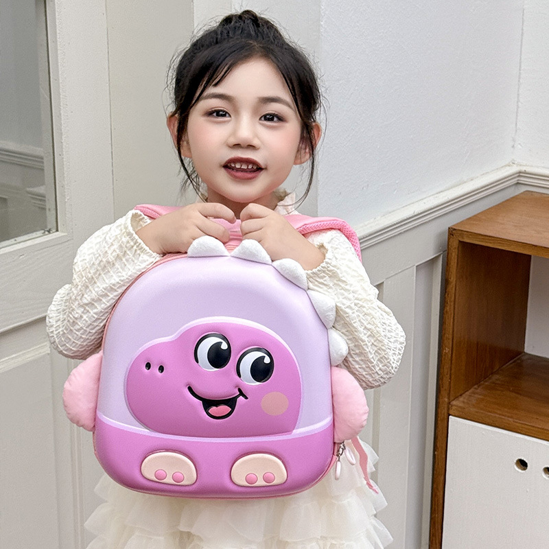 Caricatura lindos dinosaurios niños bolsas de pecho de cáscara de huevo ligera, mochila para niños y niñas, jardín de infantes, mochila para bebés
