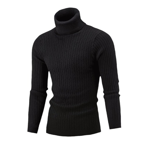 Cross-border autumn and winter foreign trade men's sweater European and American casual retro twisted knit high collar men's knit base yarn sweater