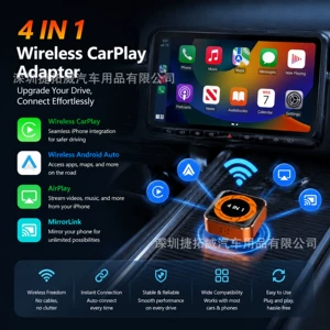 4-ü-1-də simsiz Carplay adapter qutusu, Apple və Android ağıllı avtomobil əlaqəsi üçün