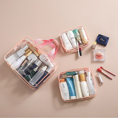 Portable PVC Fashion Large Capacity Transparent Waterproof Makeup Bag with Toothbrush and Hairbrush Organizer