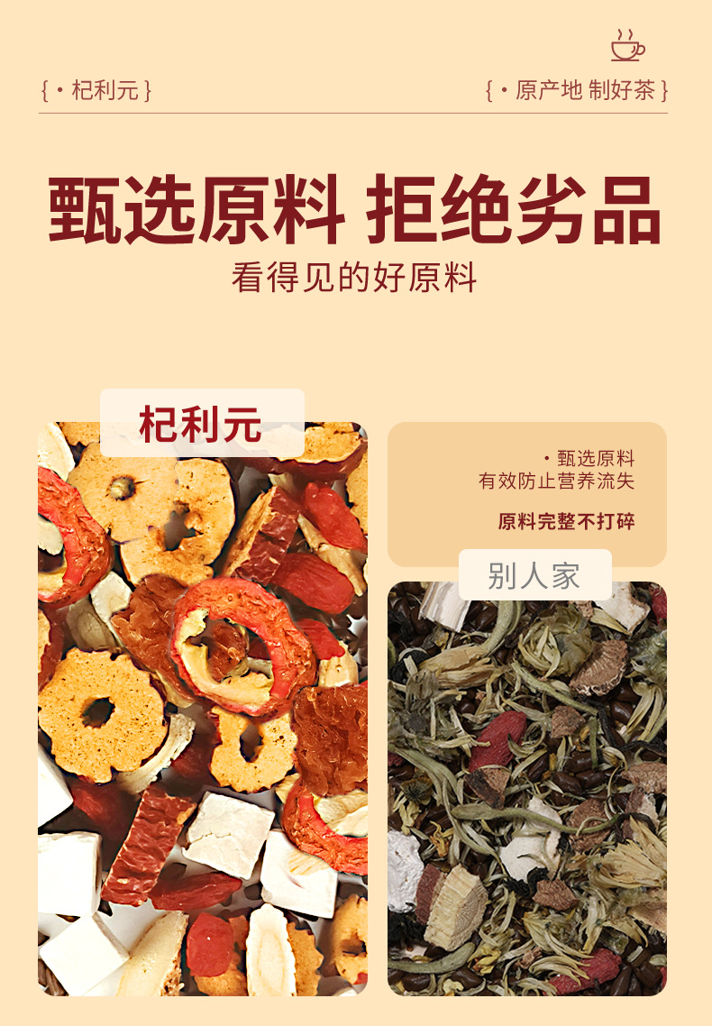 Guiyuan Hongzao Gouqi Herbal Tea Gift Set 15 Small Jars Nourishing Wellness Tea in use