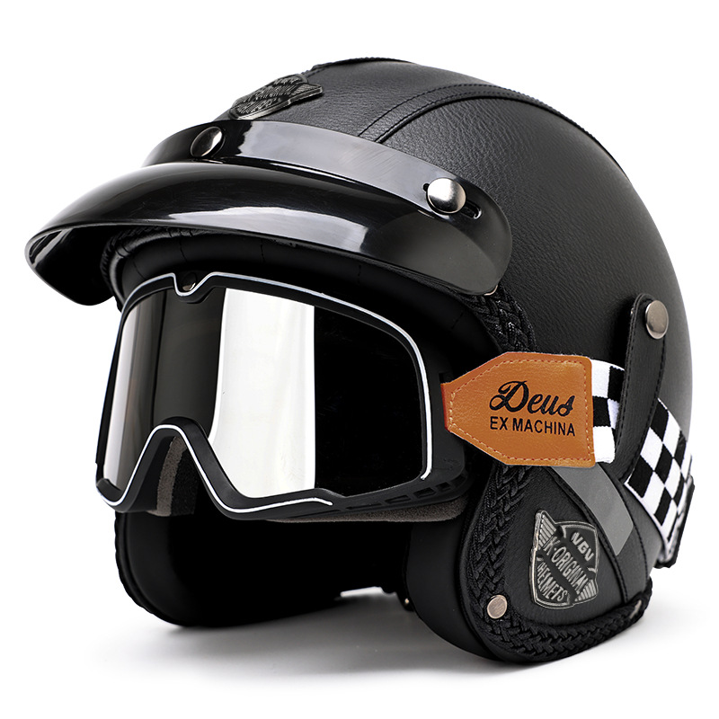 Motuoche 3C Certified Retro Cruiser Motorcycle Helmet, All Seasons, Multiple Colors, ABS (Car helmet) - shipping-insurance-included-shop-with-confidence-do-not-order-single-helmet-will-be-sent-m