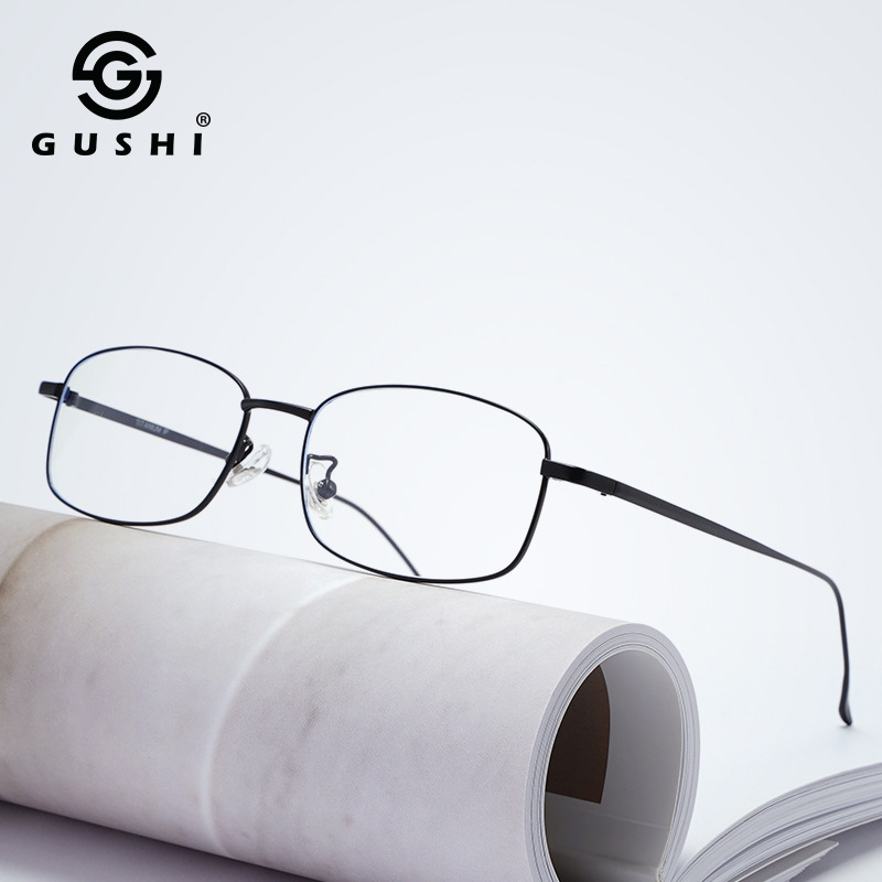 Casual Business Titanium Alloy Glasses Frame for Men, Comfortable Small Square Frame, High-End, Mature Anti-Blue Light Glasses for Women, Eye Protection