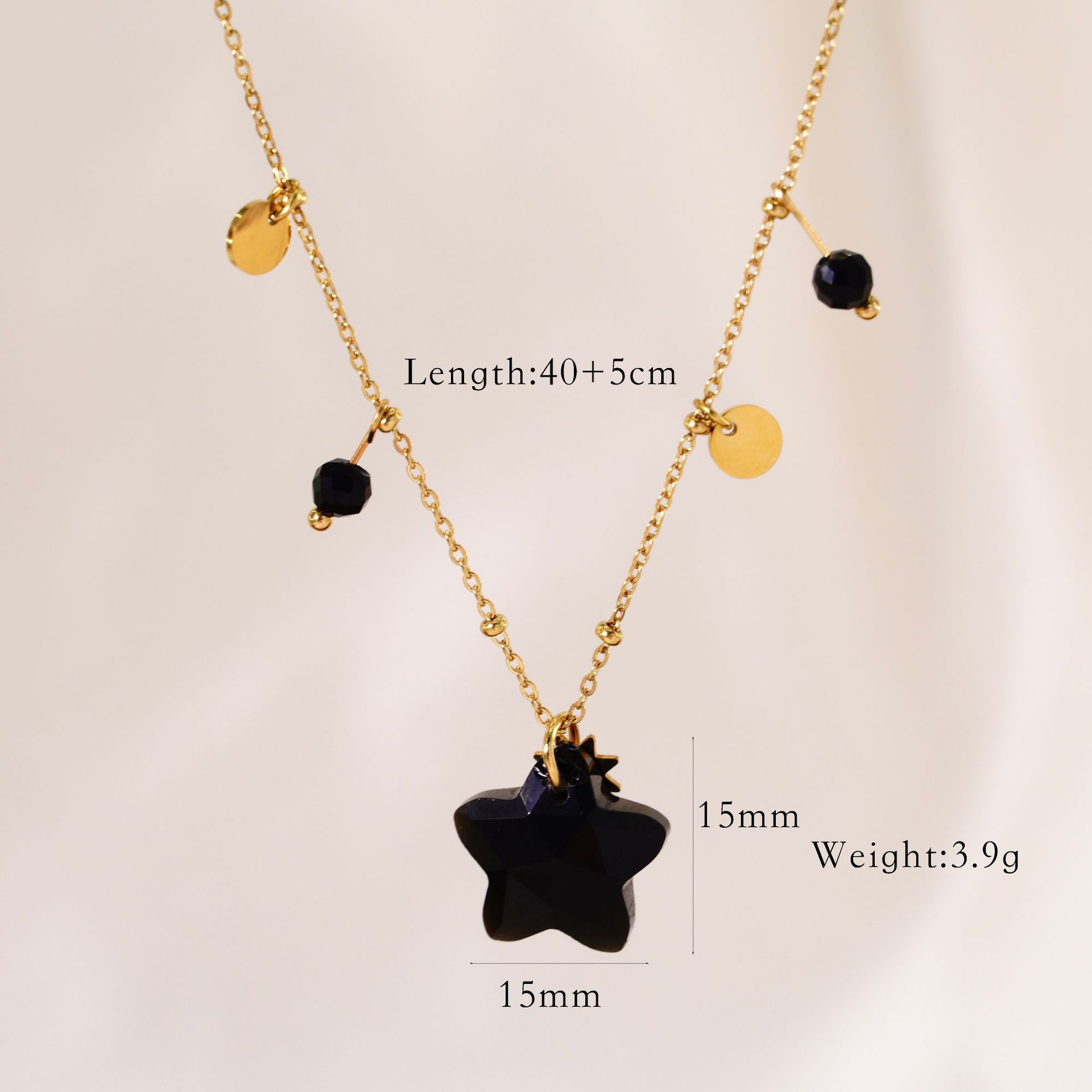8g Weight Vacuum Plating Gold Plating Process Titanium Steel Pendant Material Necklace Classification Titanium Steel Chain Material 1 Piece Quantity Casual Occasion natural stone, Titanium Steel Material Geometric, Star Pattern Women's Gender Plating Design Marine Style, Simple Style Style Marine Style Simple Style Geometric Star Natural Stone Titanium Steel Necklace In Bulk 11