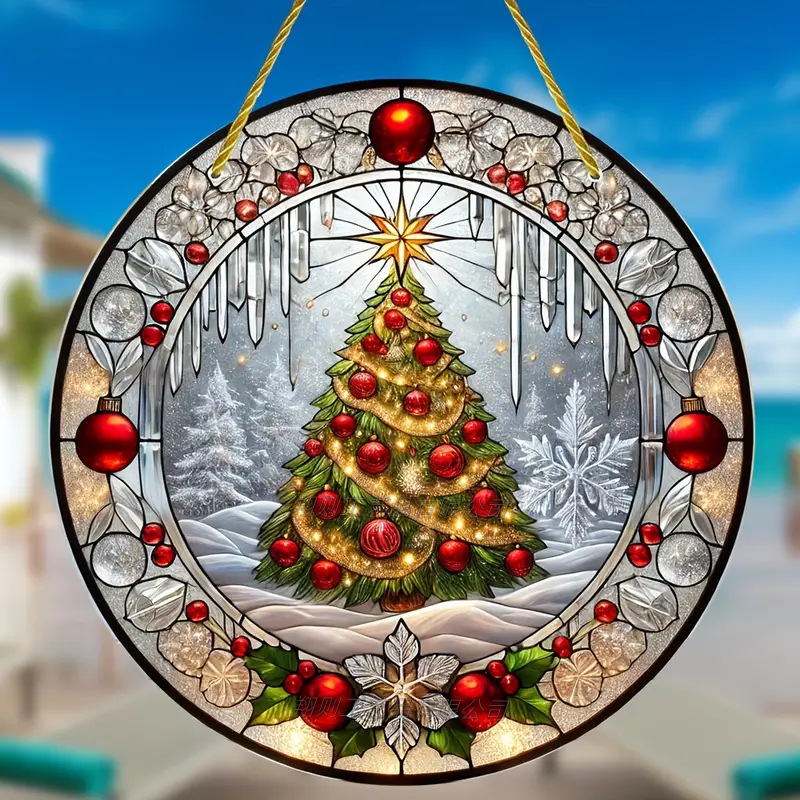Fabricante de decoración de estilo de Navidad directa, Santa Claus, hombre de pan de jengibre y su casa de pan de jengibre decoración acrílica