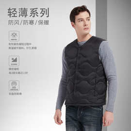 跨境新款羽绒棉马甲无袖外套纯色休闲棉服加厚保暖坎肩背心马甲男
