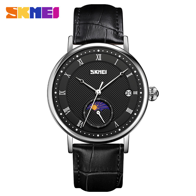 SKMEI Mens Watches Quartz Movement Easy to Read,Analog Date,Reinforced Leather Strap,30M Waterproof Fashion Business Wrist Watch for Men SKMEI Military Sports Movement Quartz Watches Fashion Time